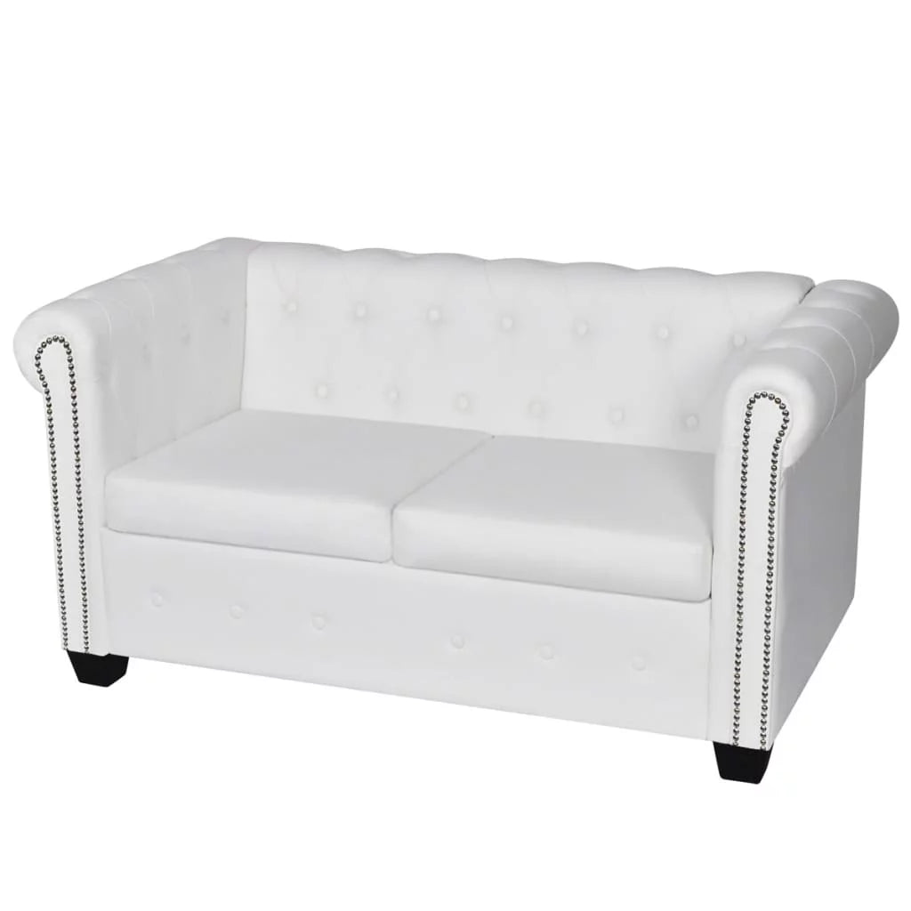 White 2-Seater Artificial Leather Sofa H81007