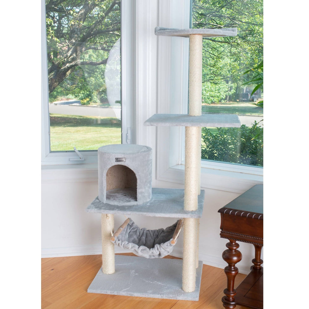 Cat Tree with Hammock 59-Inch Silver Gray M91671