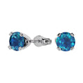 Blue Diamond Stud Earrings in 14 Karat White Gold N43678