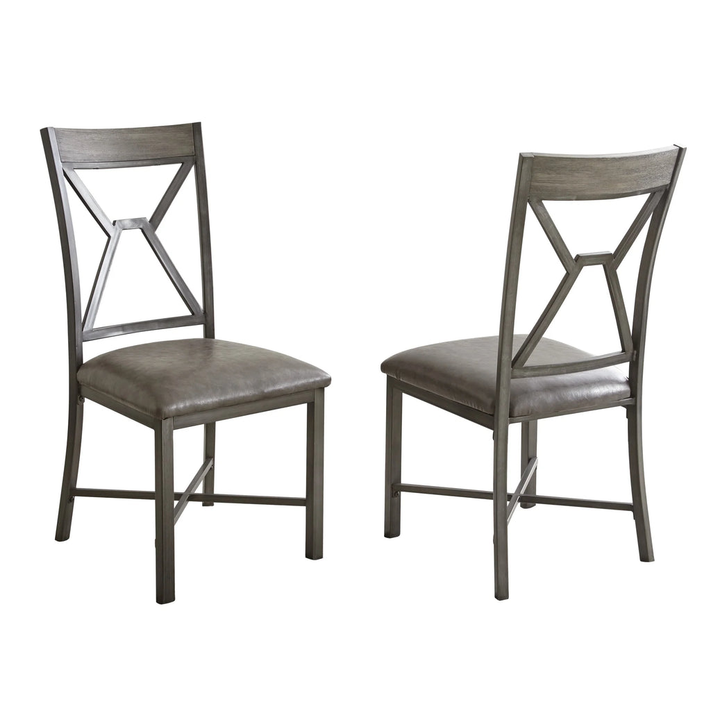 Gray Faux Leather Dining Side Chair S6215