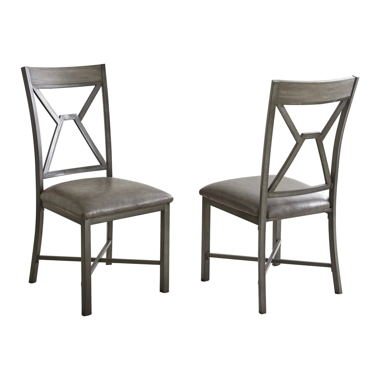 Gray Faux Leather Dining Side Chair S6215