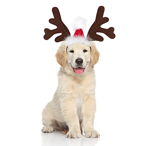 Dog Christmas Antler Headband with Santa Hat X130034
