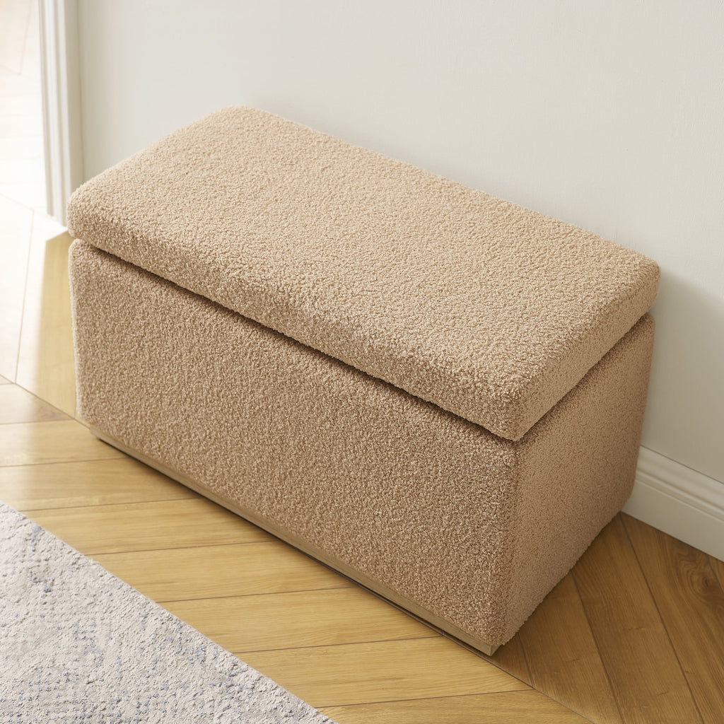 Tan Rectangle Storage Ottoman R3217