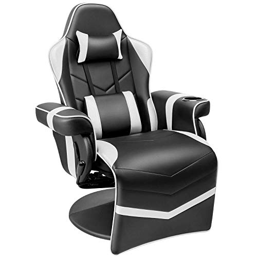 Black Pu Leather Ergonomic Reclining Gaming Sofa Chair with Footrest A718