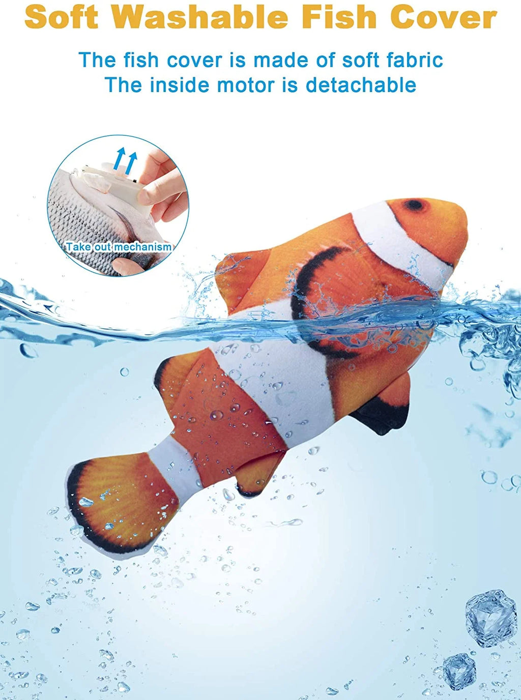 Electric Flopping Fish 10.5" Plush Cat Toy W757873