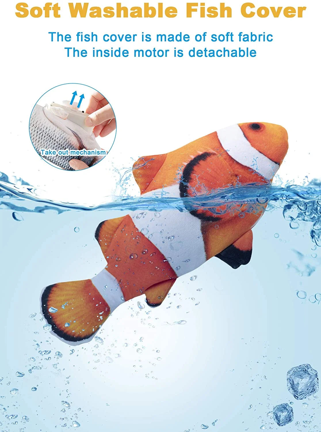 Electric Flopping Fish 10.5" Plush Cat Toy W757873