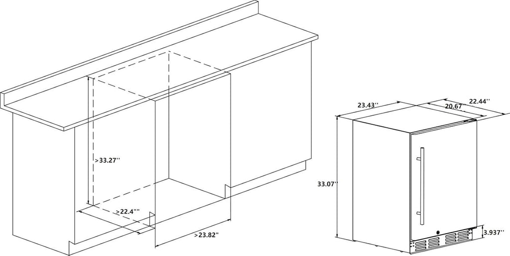 Stainless Steel Beverage Refrigerator, Under Counter 24 inch, 154 Cans Q979780