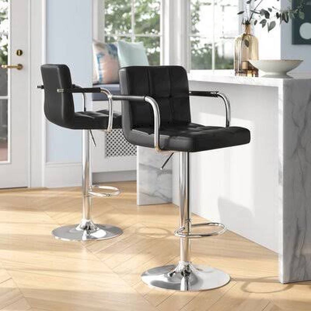 Adjustable Height Swivel Bar Stool Black U686