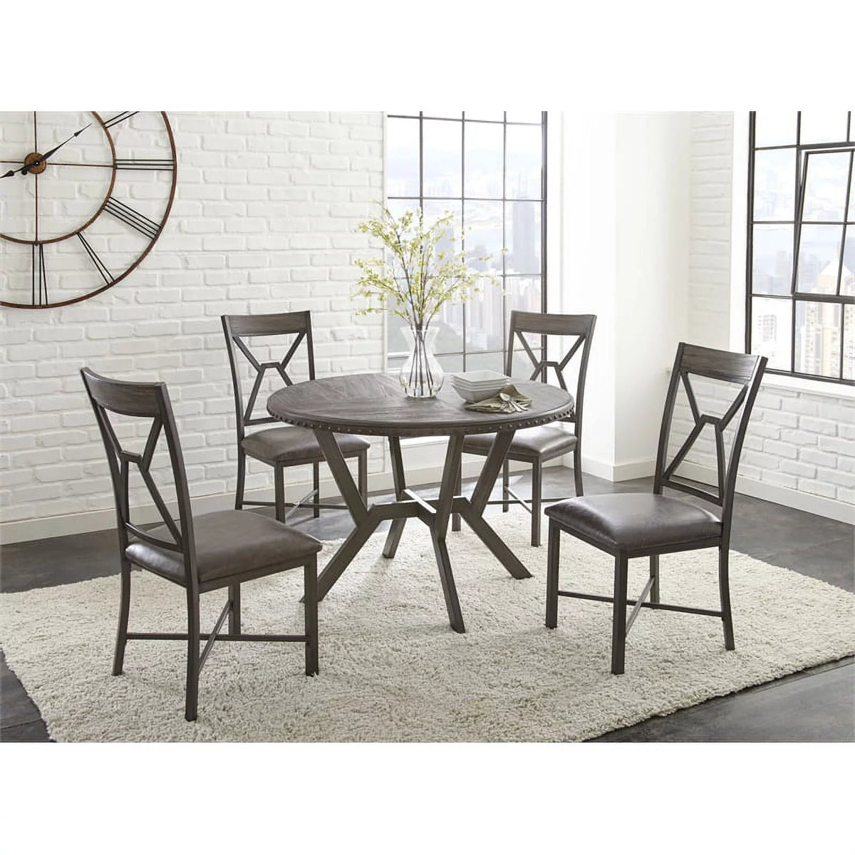 Gray Faux Leather Dining Side Chair S6215