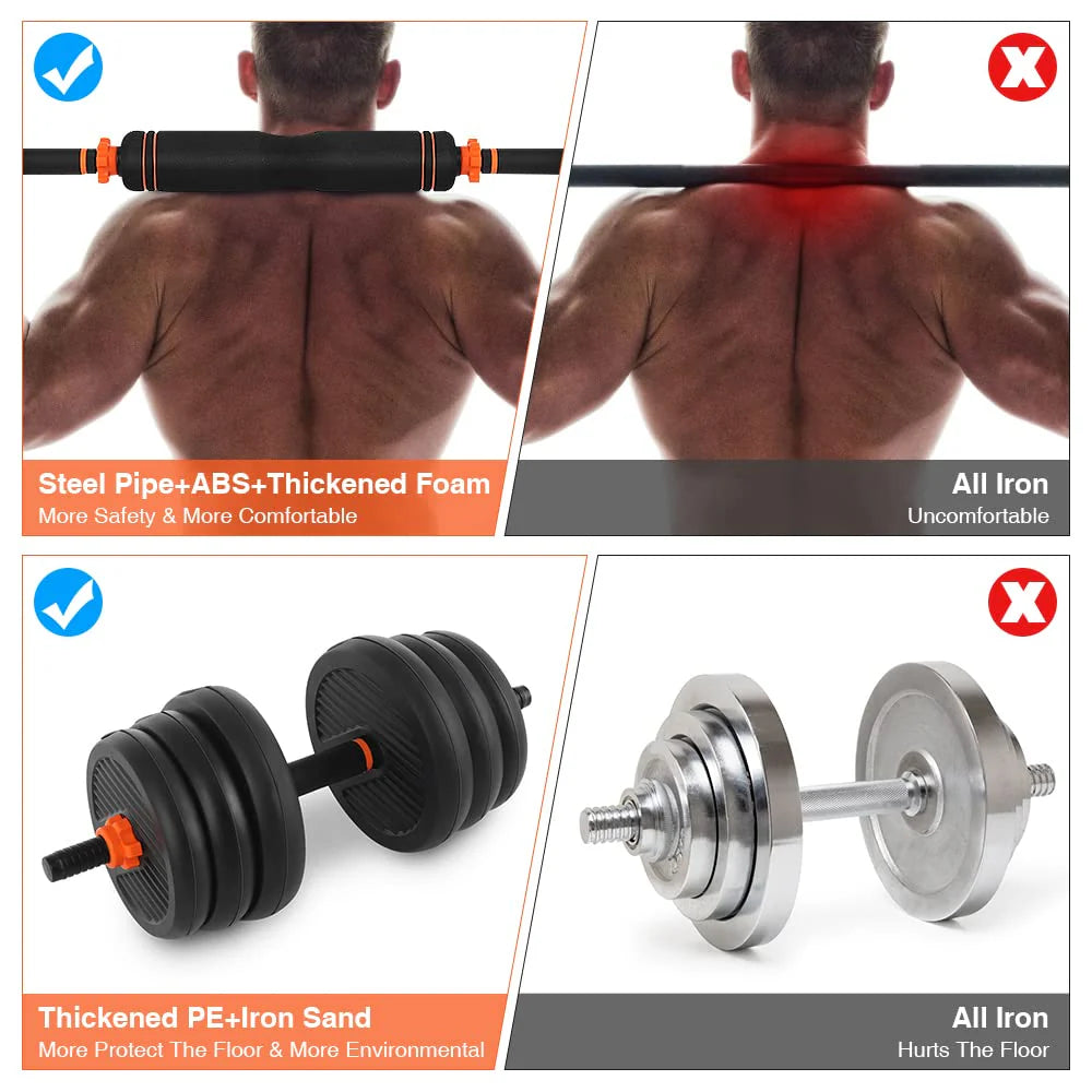 55lb Adjustable Dumbbell, Barbell, and Kettlebell Set A726