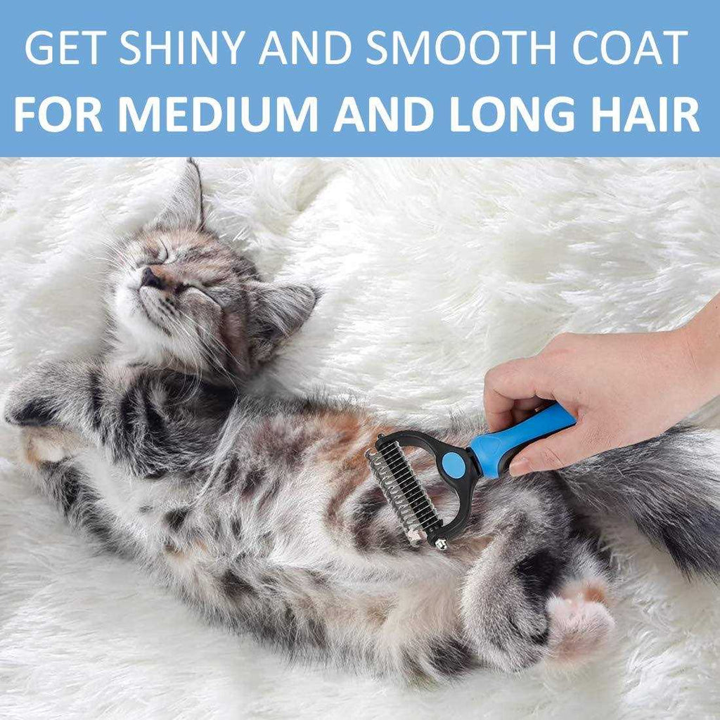 Dematting Brush Undercoat Rake for Dogs & Cats 2 Sided Grooming Tool A285