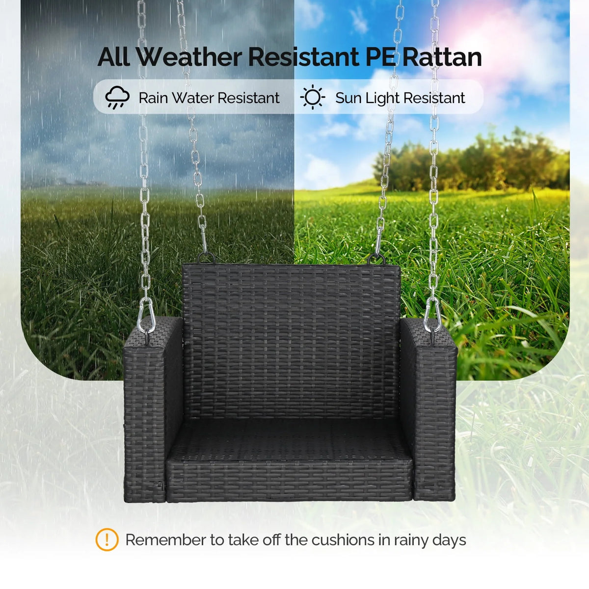 Black Rattan Swing Chair F501086