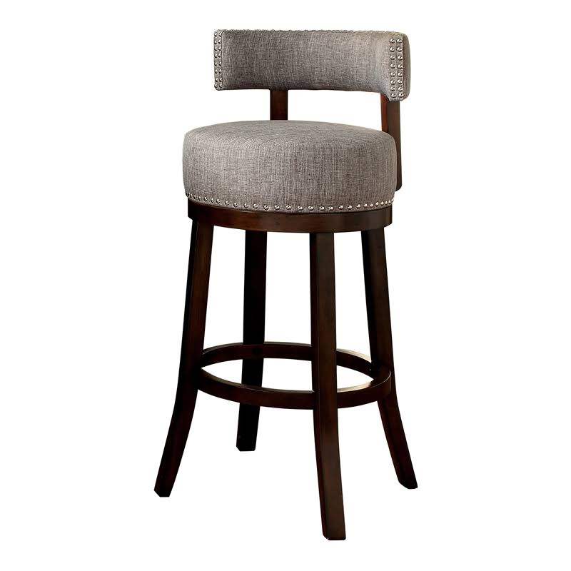 Light Gray Fabric Swivel Bar Stool (Set of 2) F66976