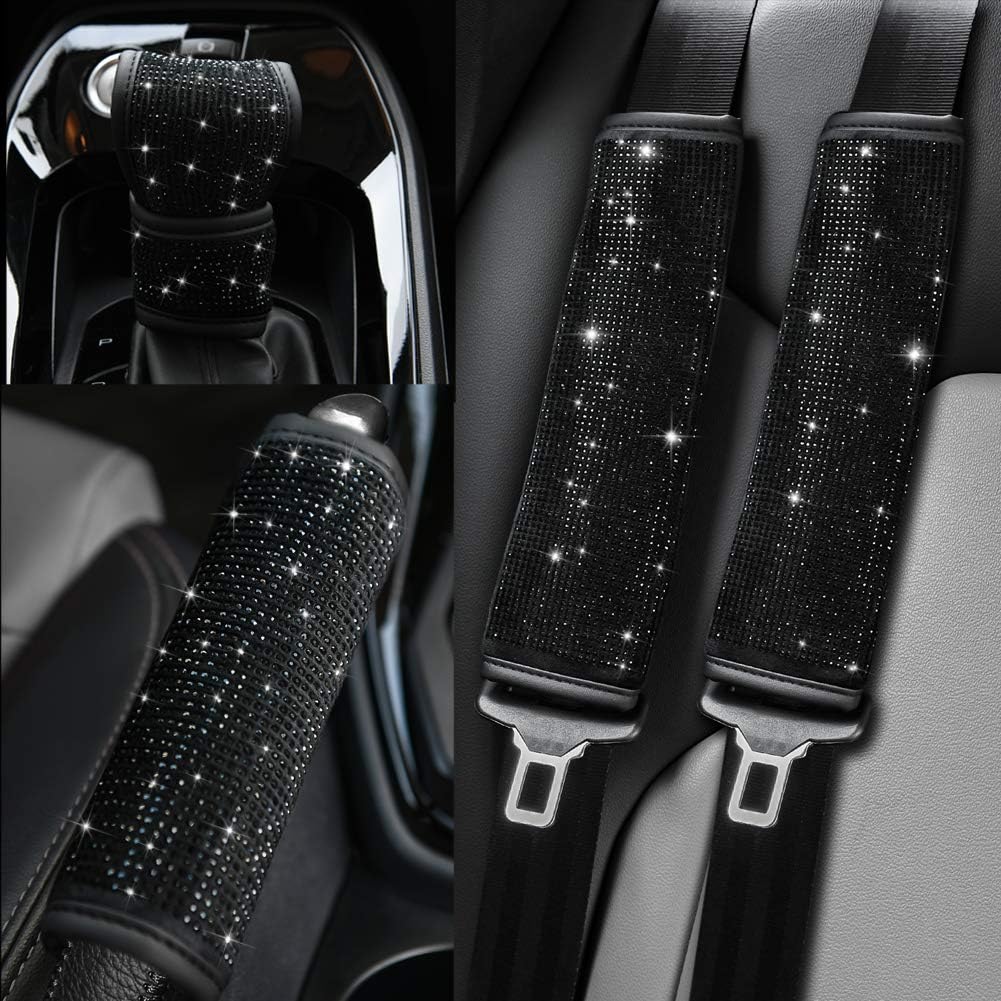 Soft Velvet Seat Belt Shoulder Pads with Rhinestones 4 Pack Set G813018