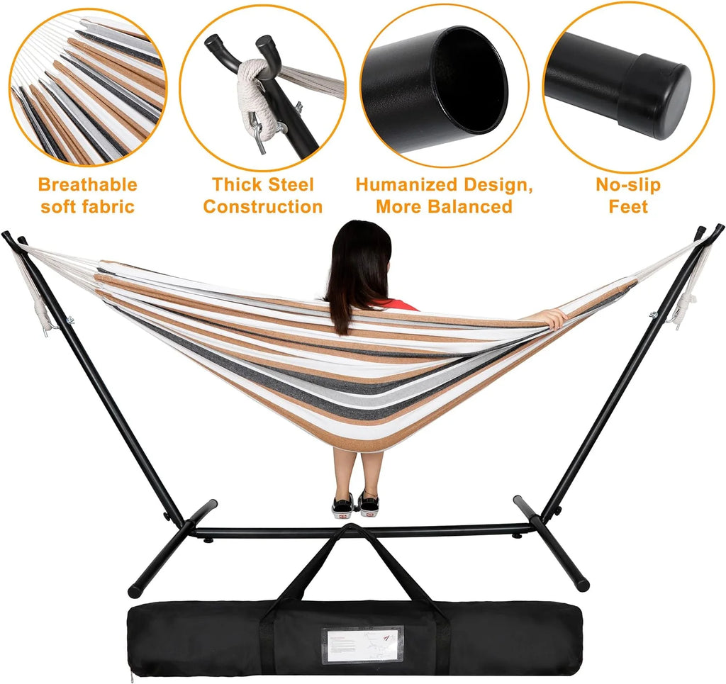 Portable 2 Person Hammock with Steel Stand and Carrying Case W254