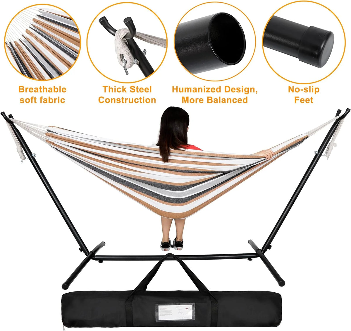 Portable 2 Person Hammock with Steel Stand and Carrying Case W254