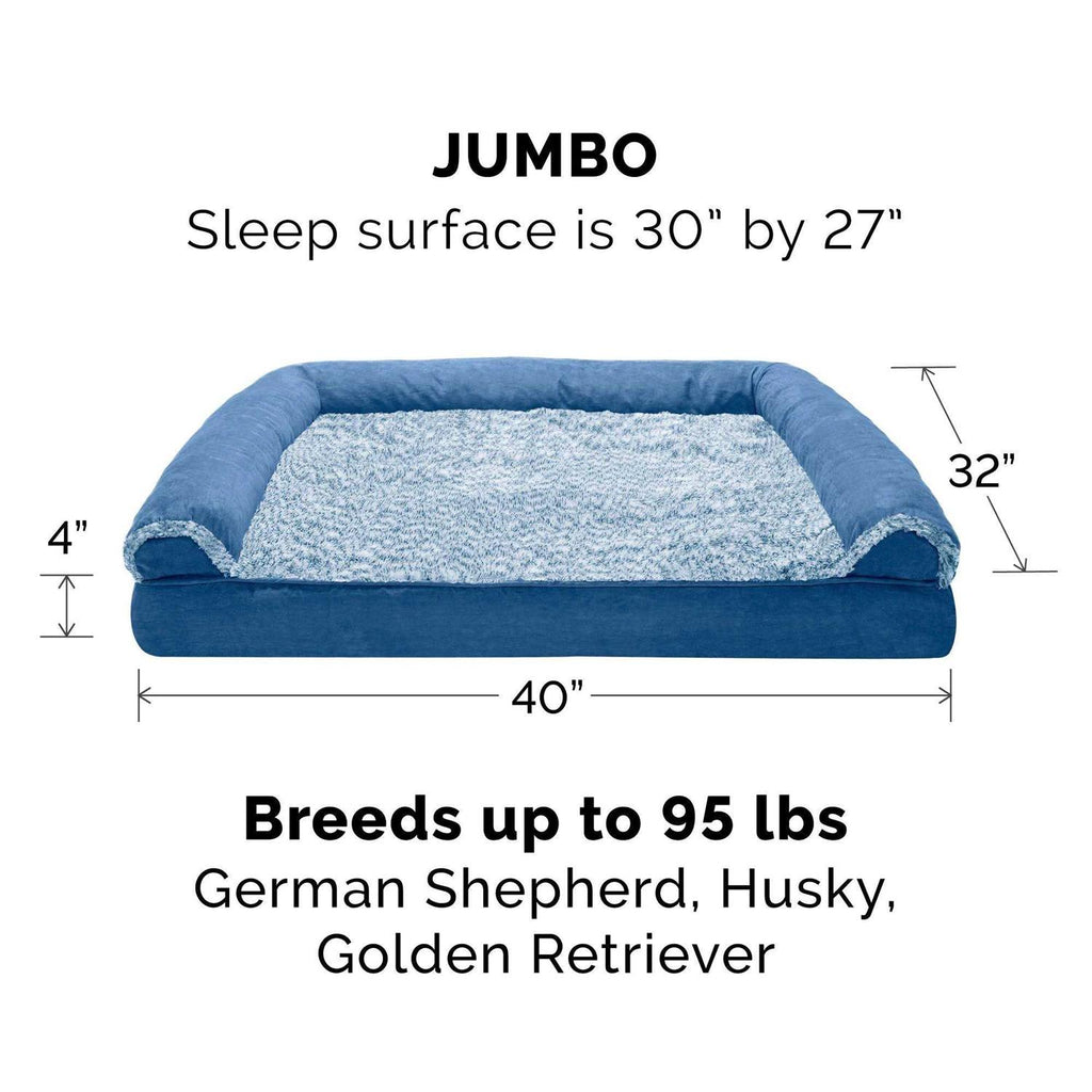Two-Tone Faux Fur Suede Orthopedic Sofa Dog Bed O940628