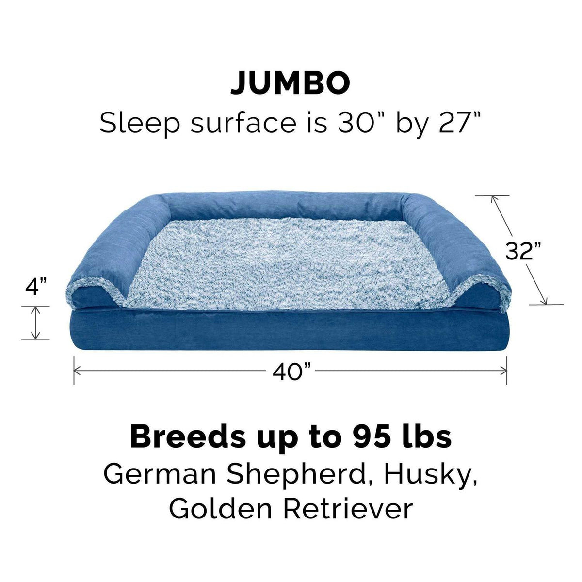 Two-Tone Faux Fur Suede Orthopedic Sofa Dog Bed O940628