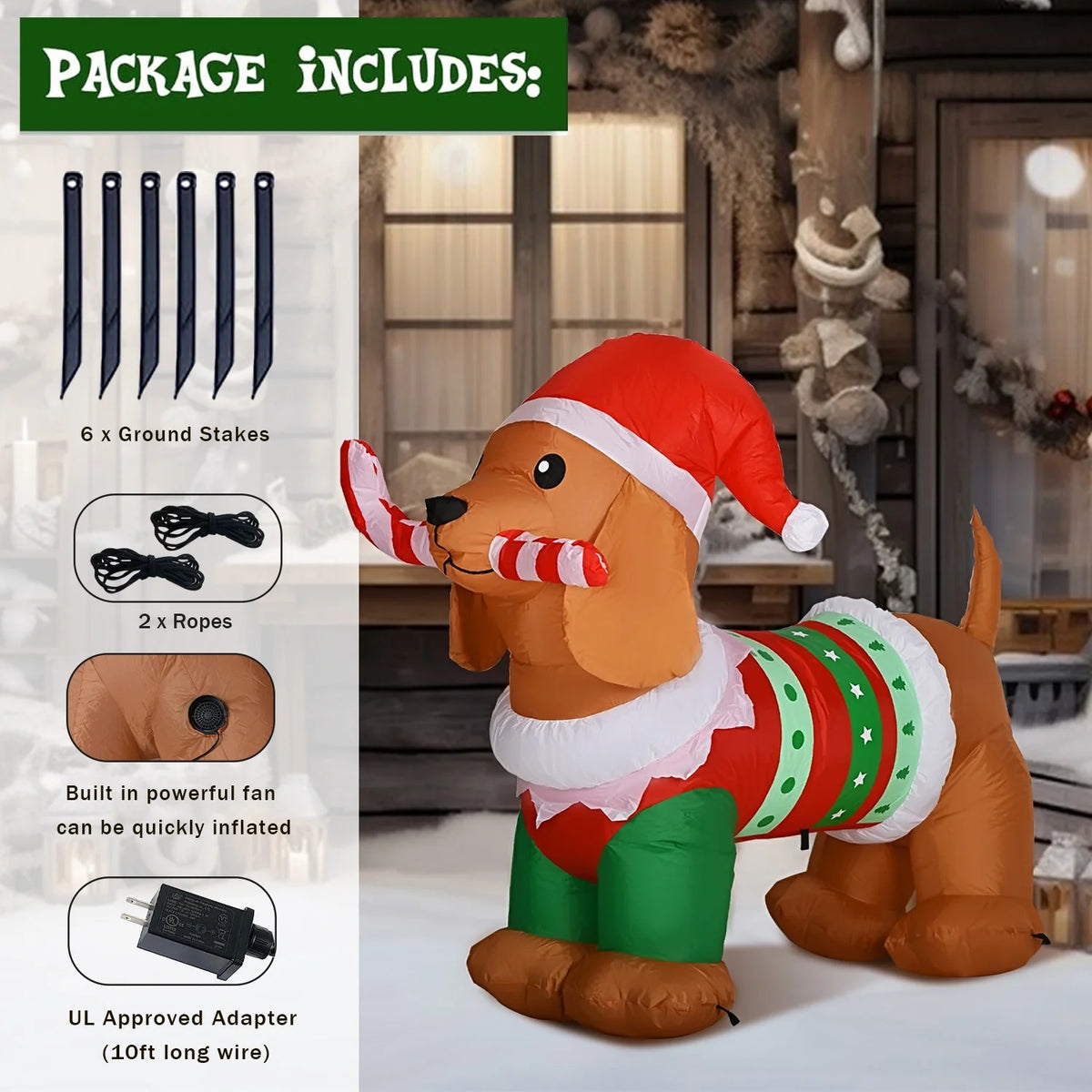 5ft Inflatable Dog with Led Lights F44048
