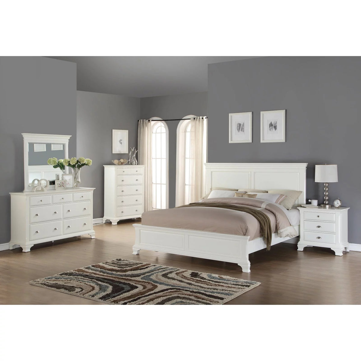 White Wood 3-Drawer Nightstand R780
