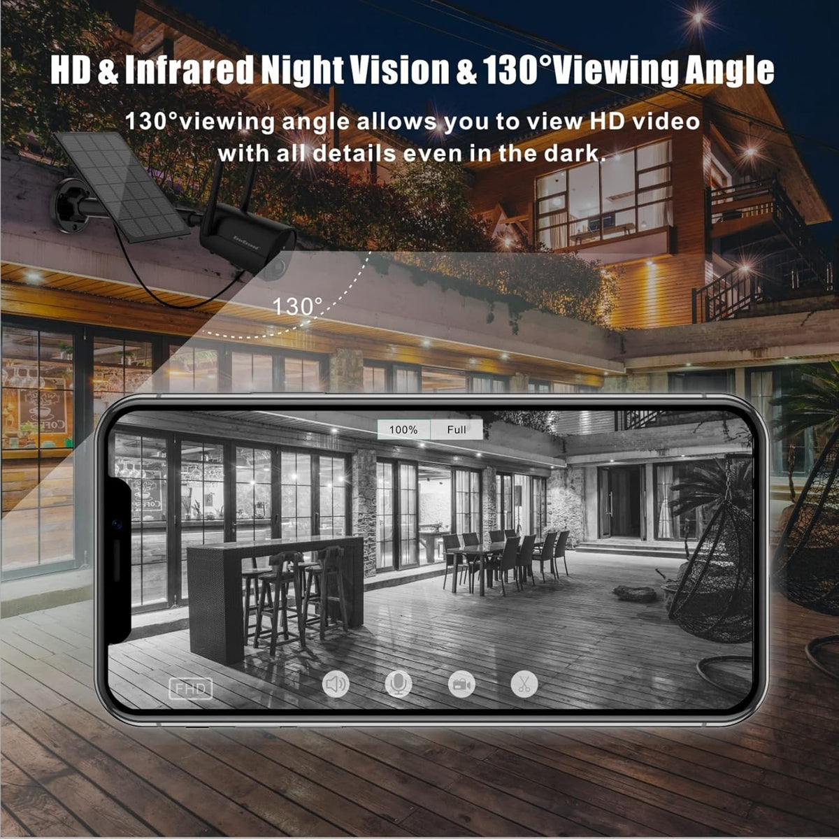 1080P Solar WiFi Wireless Security Camera with Night Vision K57650