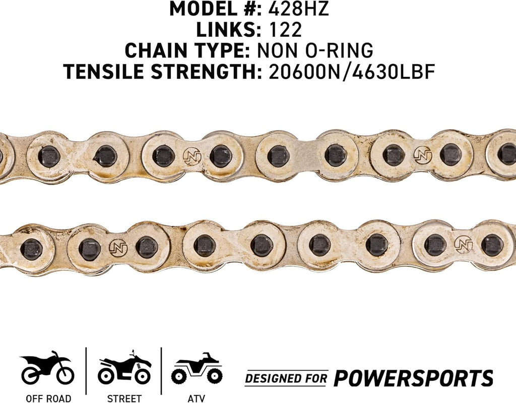 Drive Sprocket Chain Combo Front 14 Rear 47 Tooth 428HZ Standard 122 Links Pack of 2 V661