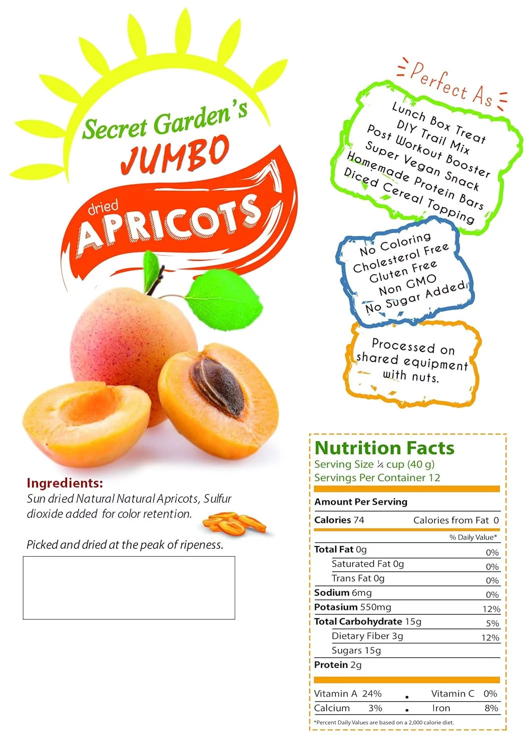 Turkish Dried Apricots 5LB Resealable Bag A8557