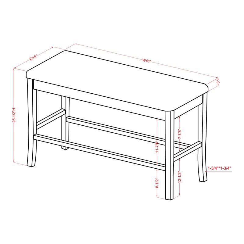 White Wood Counter Height Dining Bench G83021