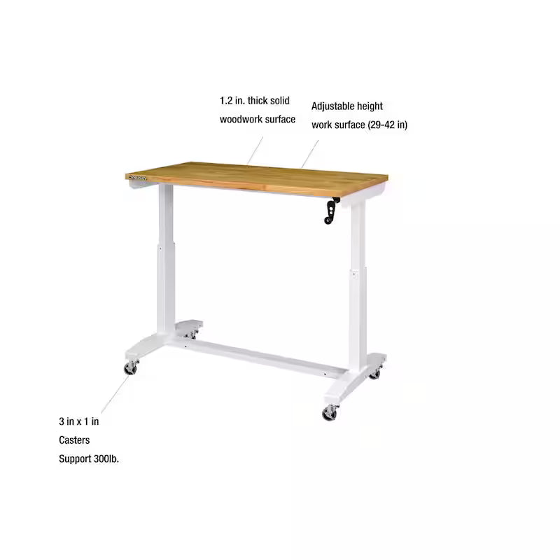 Adjustable Height Work Table in White X31588