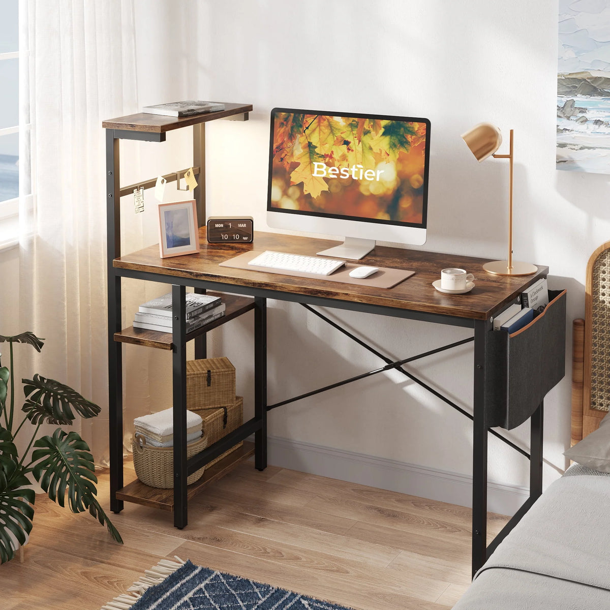 44 inch Computer Desk with LED Lights and Shelves M72032