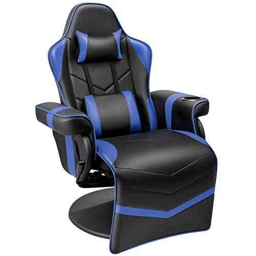 Black Pu Leather Ergonomic Reclining Gaming Sofa Chair with Footrest A718