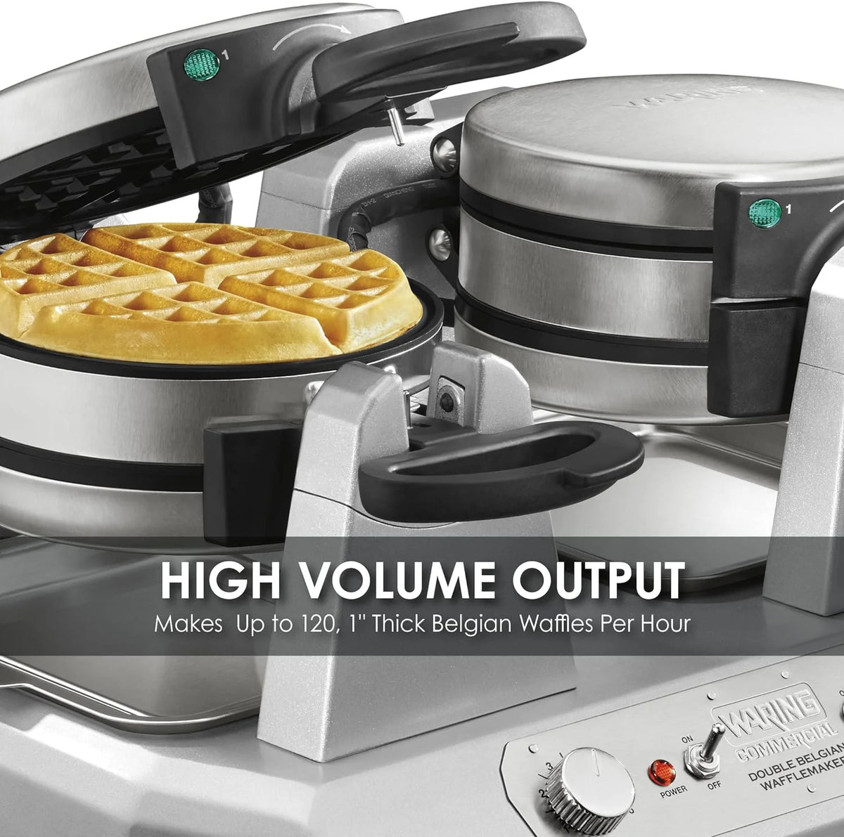 Double Side Belgian Waffle Maker, Non Stick Plates, 75 Waffles Per Hour S91120