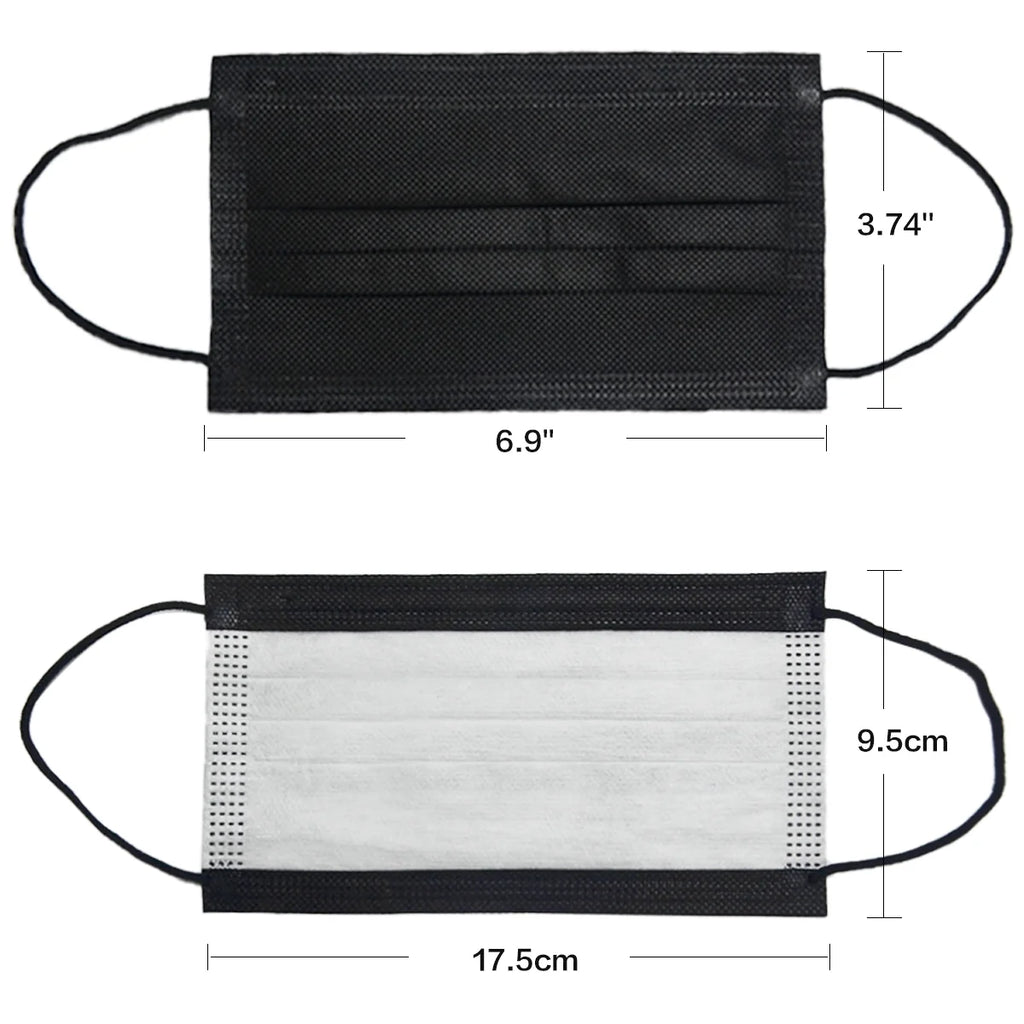 2000 Pack Black 3 Ply Disposable Face Masks F544901