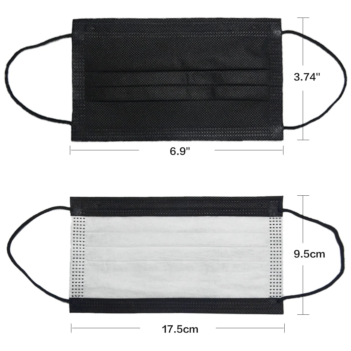 2000 Pack Black 3 Ply Disposable Face Masks F544901