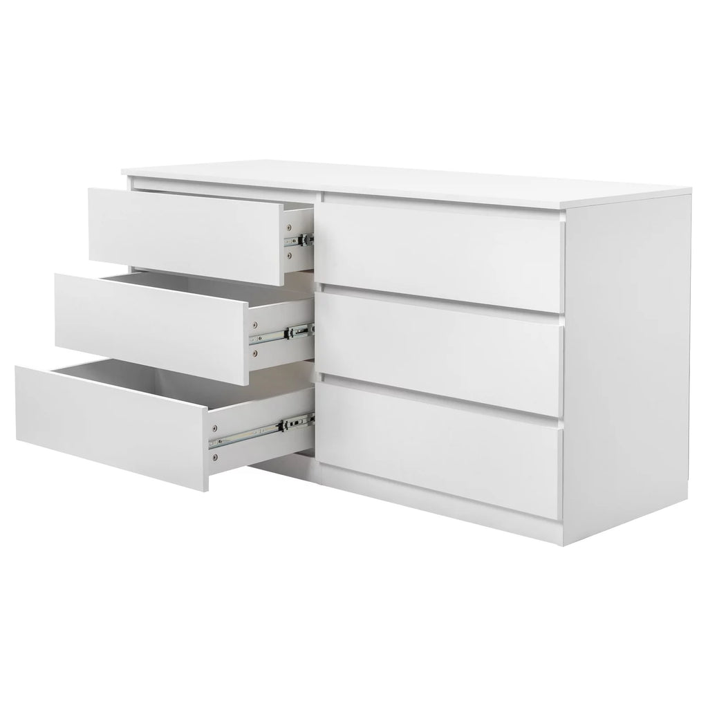 White 6 Drawer Double Dresser F937