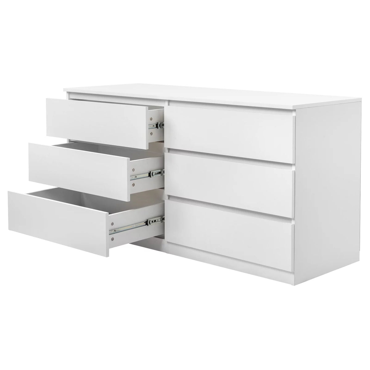 White 6 Drawer Double Dresser F937