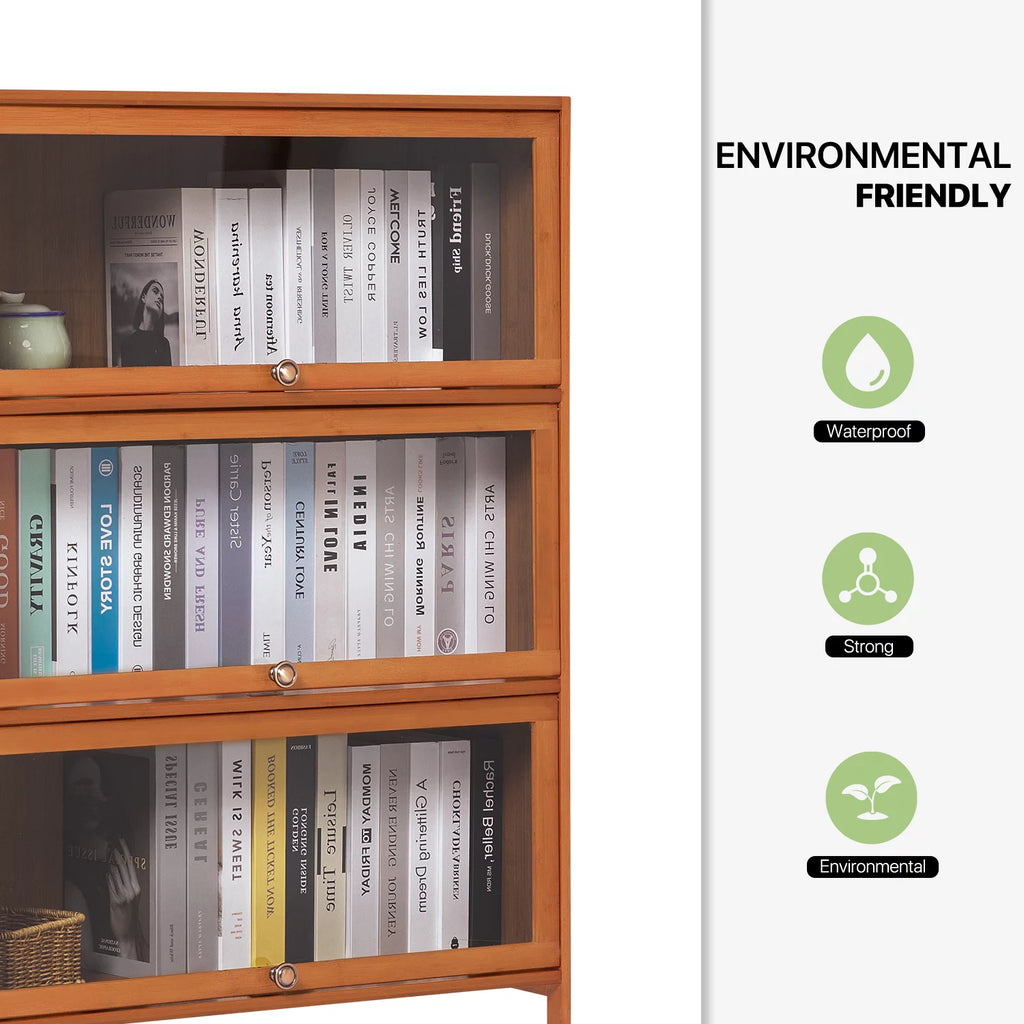 Bamboo 3 Tiers Bookcase with Acrylic Door L85233