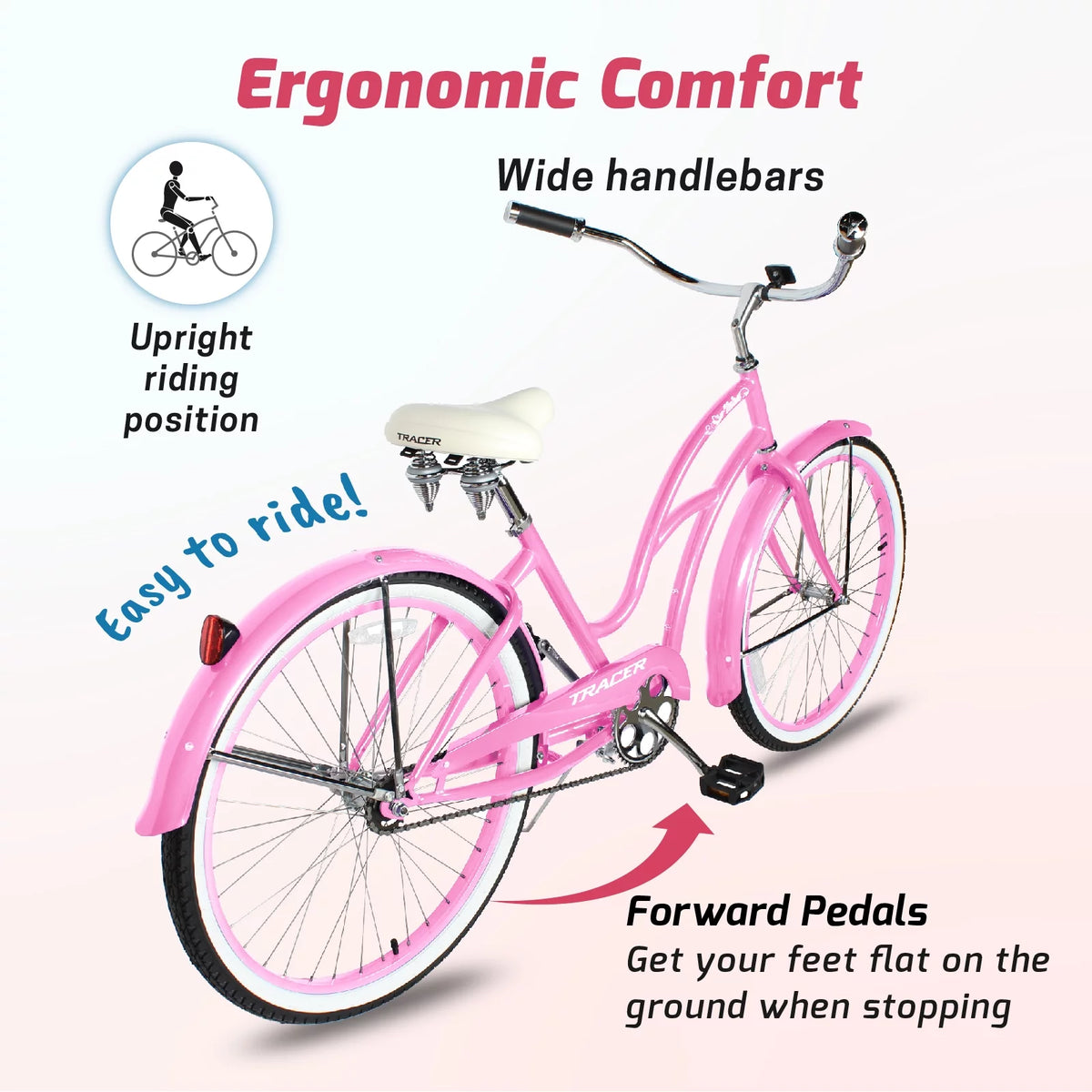 26 Inch Single Speed Beach Cruiser Bike with Fenders E936070