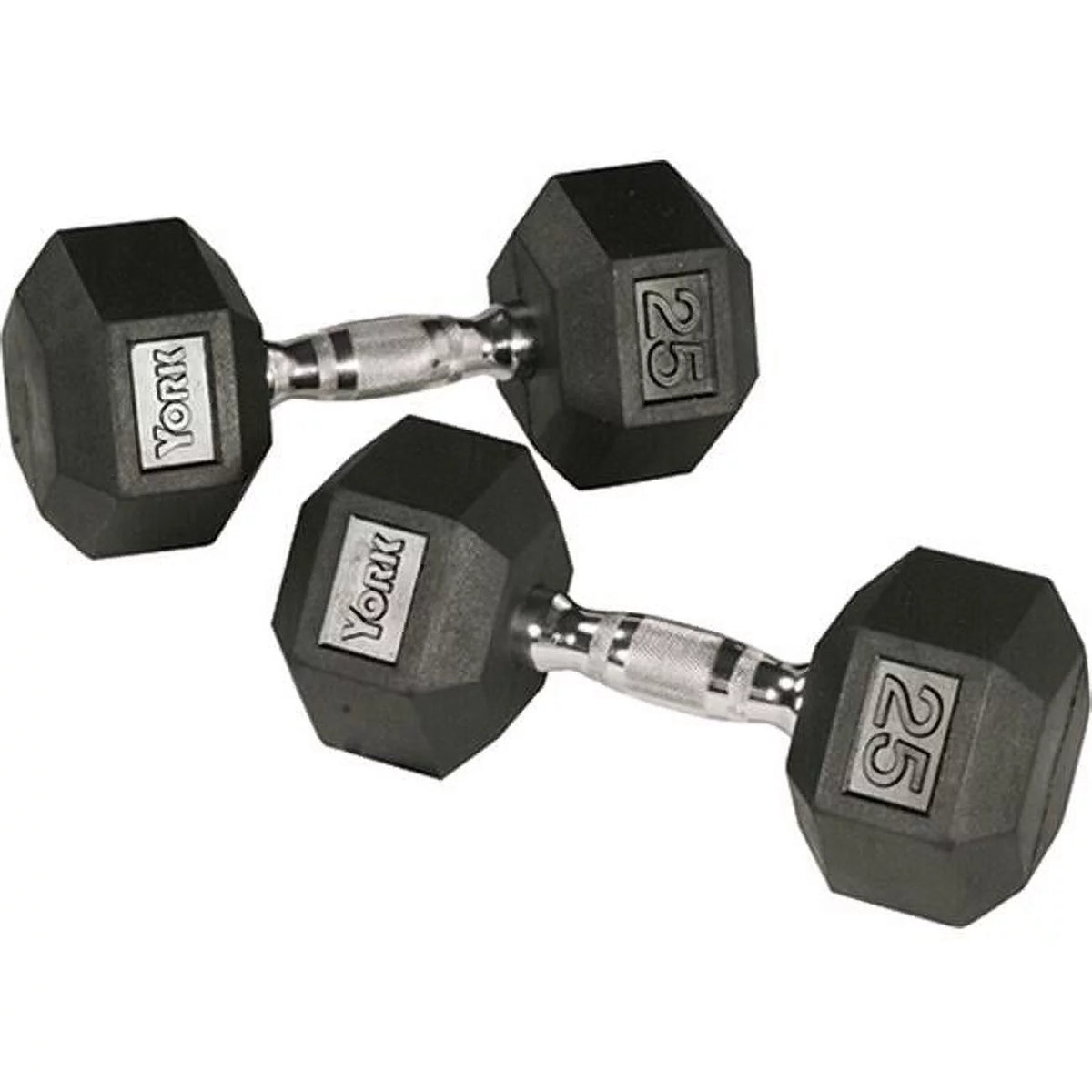 55 lbs Rubber Hex Dumbbell with Chrome Ergo Handle V6519