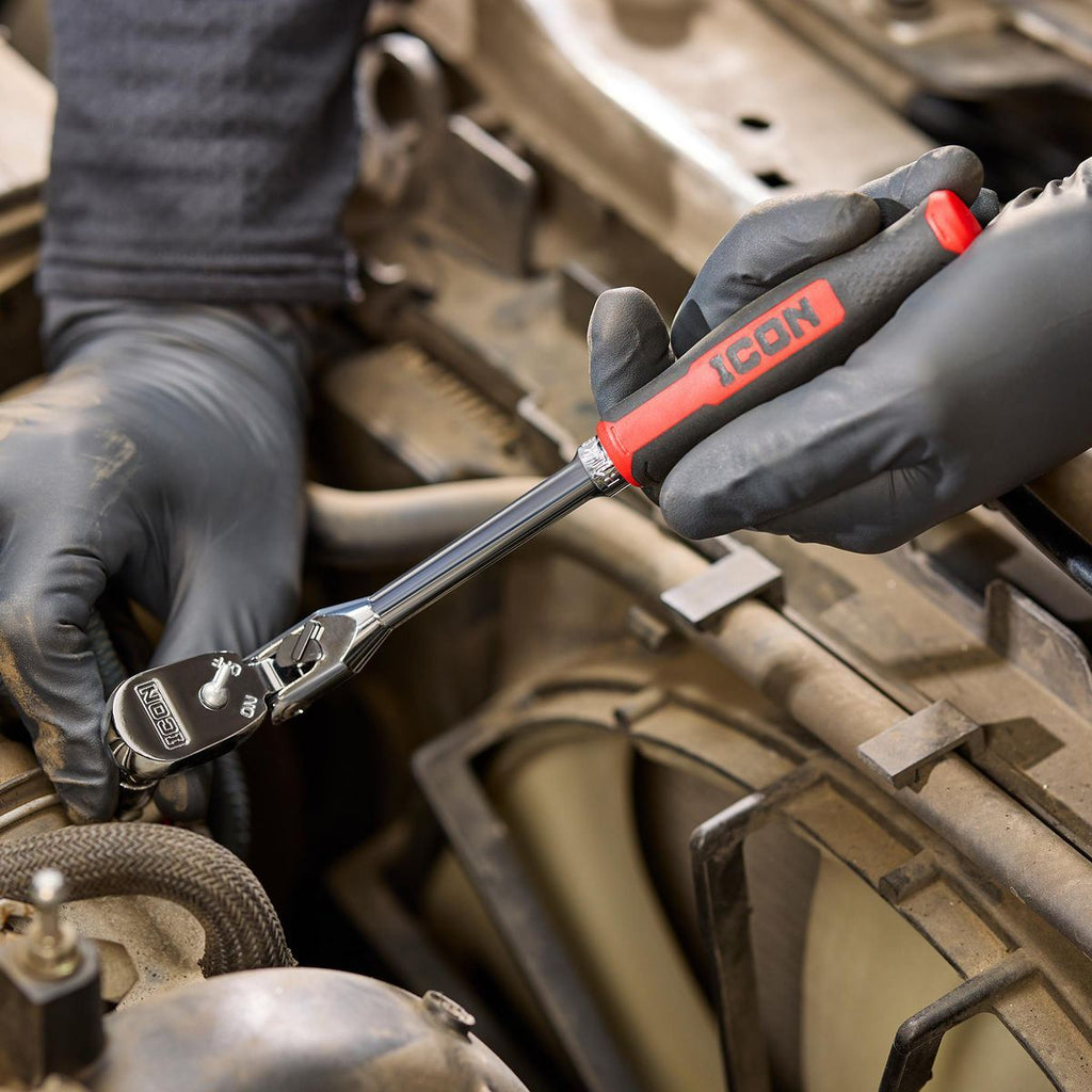 1/4 in. Drive 9 in. Long Locking Flex Ratchet with Comfort Grip J301419