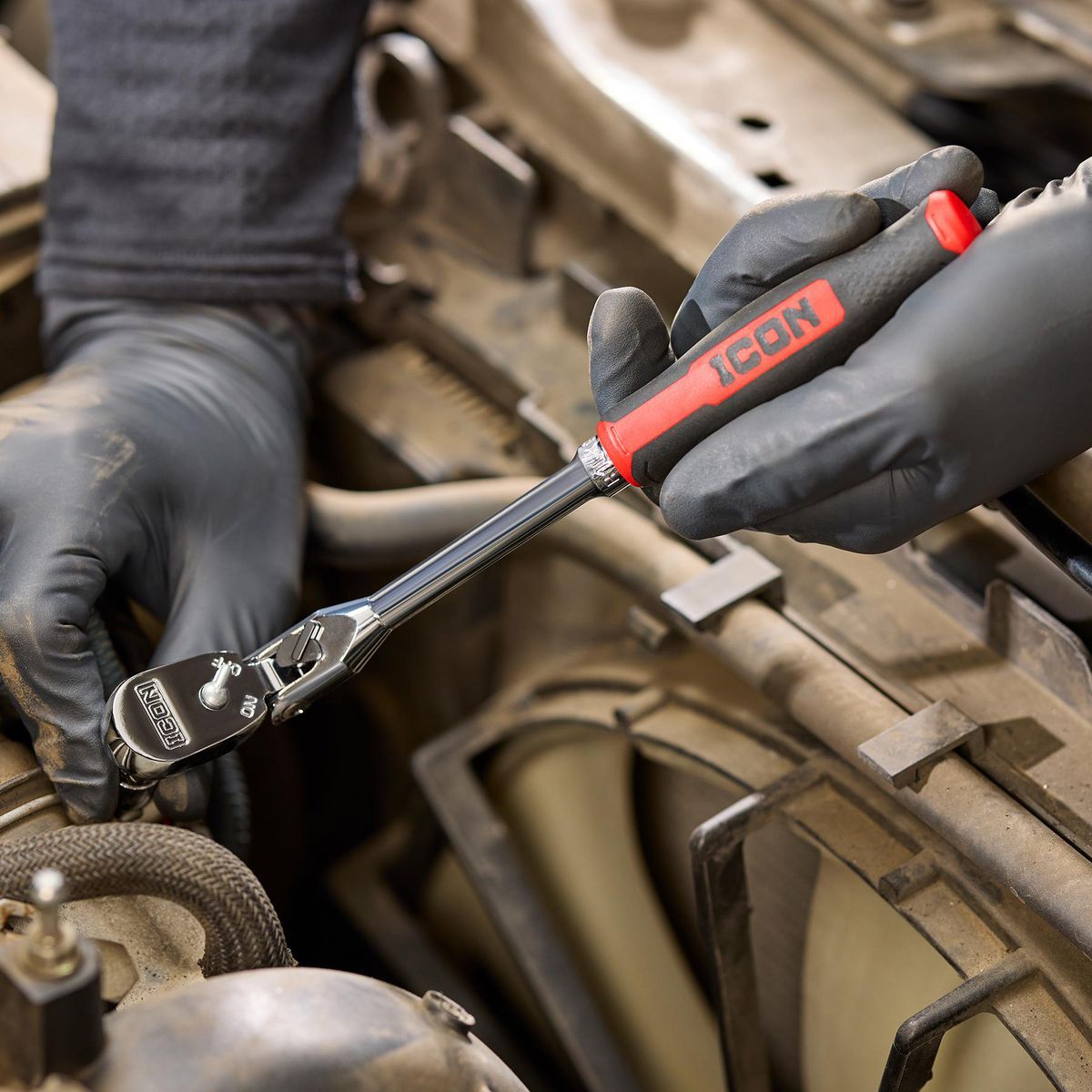 1/4 in. Drive 9 in. Long Locking Flex Ratchet with Comfort Grip J301419