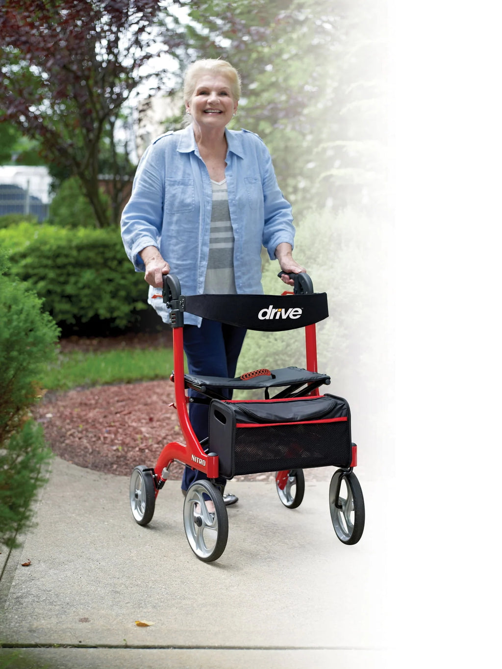 Red Rollator Rolling Walker C284