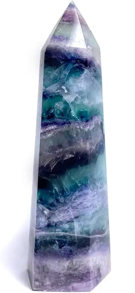 Natural Rainbow Fluorite Quartz Crystal Obelisk Point Healing Wand R613868