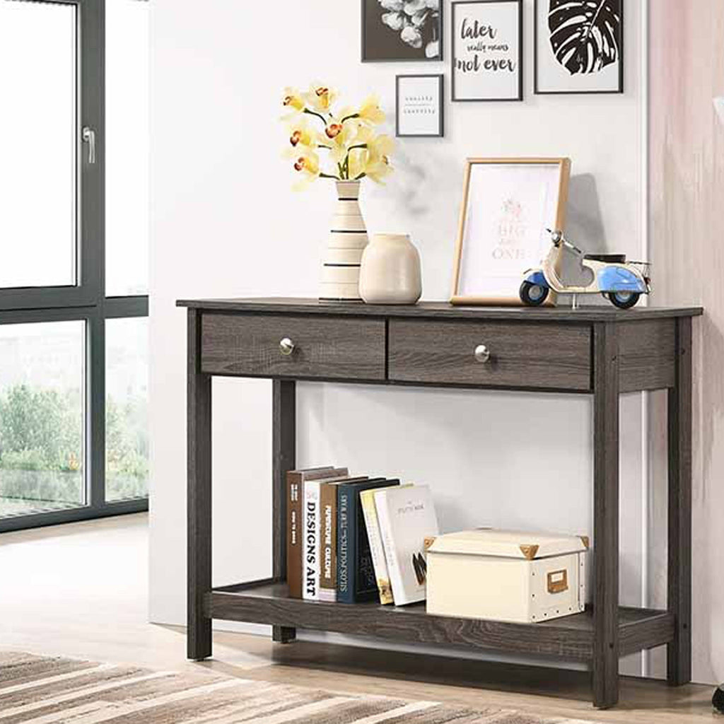 Rustic Grey 2-Drawer Sofa Table L610126