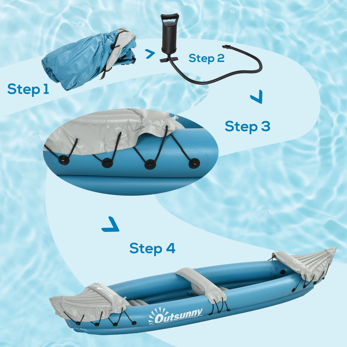 Blue 2 Person Inflatable Kayak with Aluminum Paddles and Repair Kit P1760