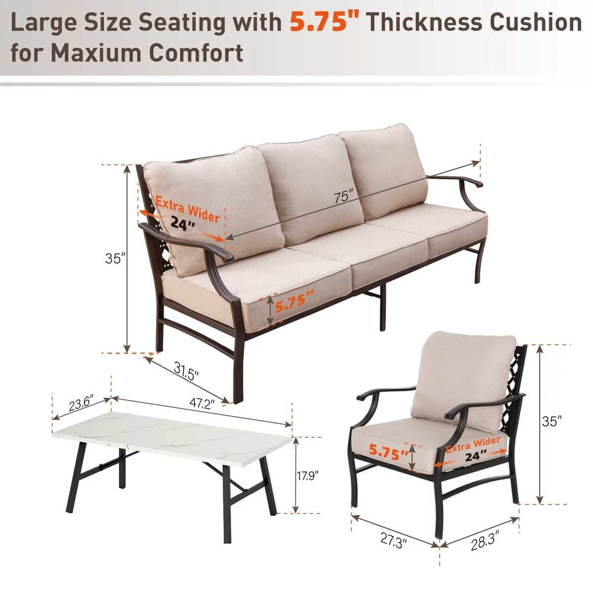 5-Seat Metal Patio Conversation Set T261880