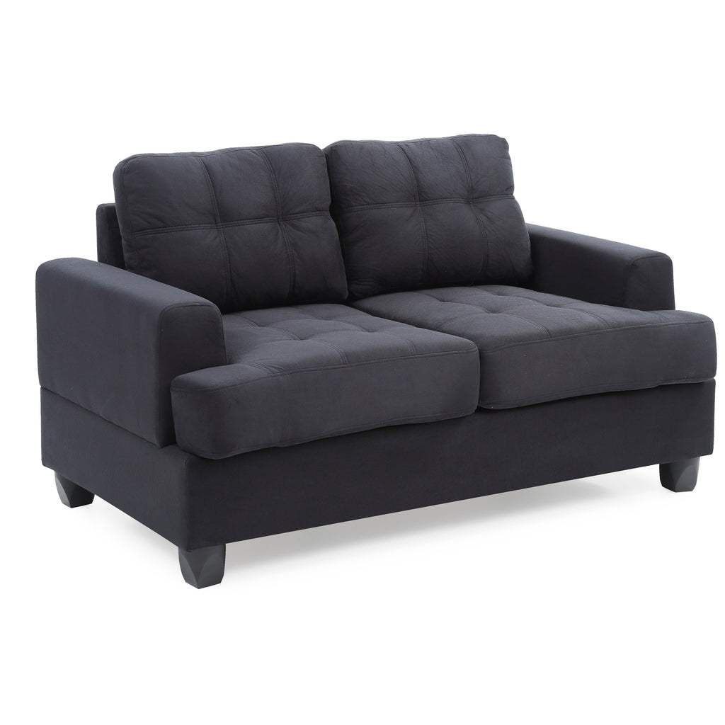 Black Microsuede Loveseat E4795
