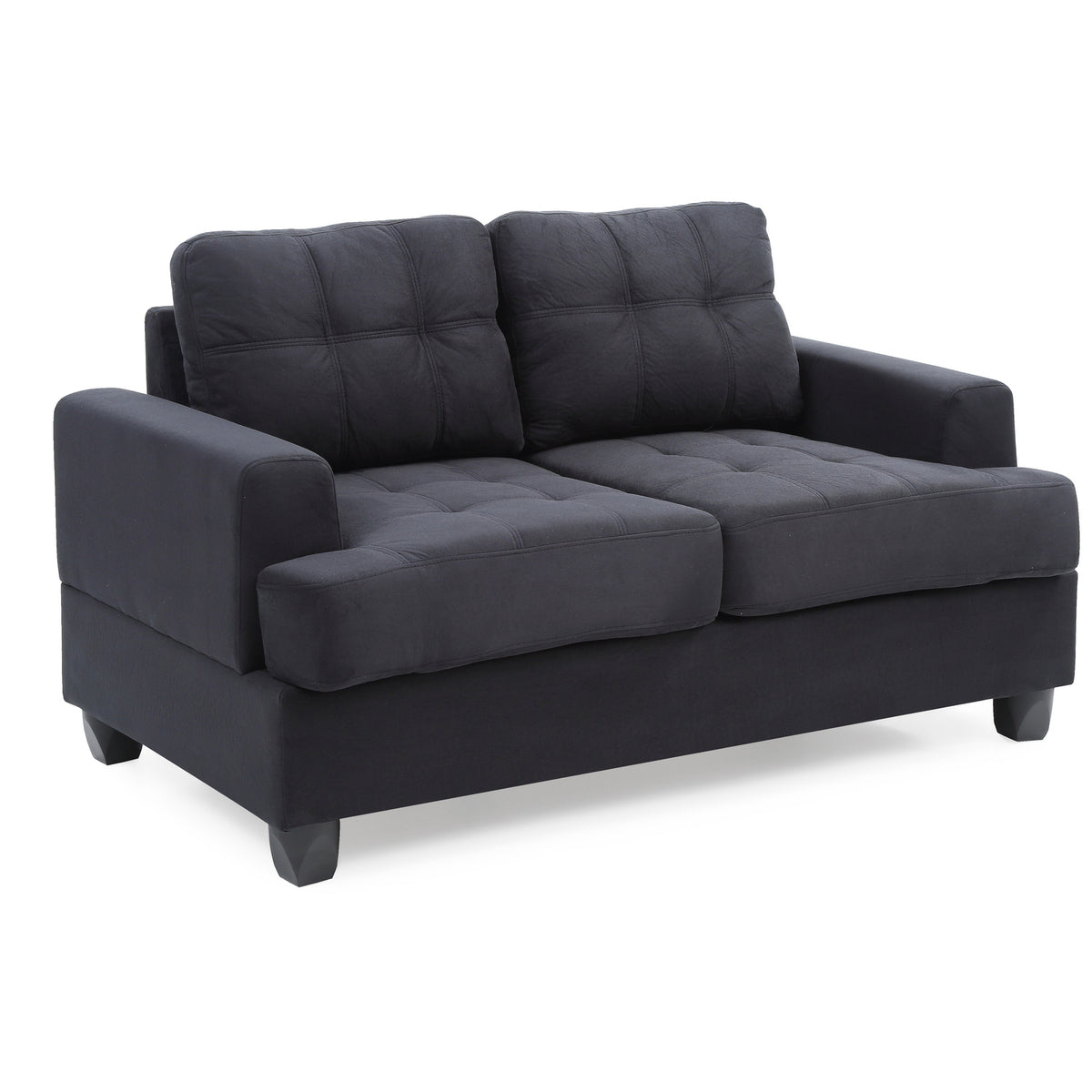 Black Microsuede Loveseat E4795