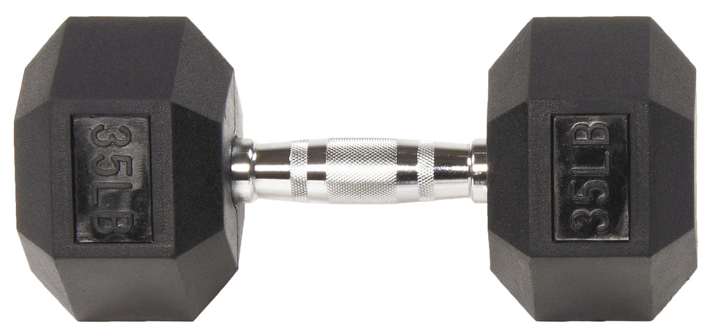 Rubber Encased Hex Dumbbell, 35LBs, Single F732963