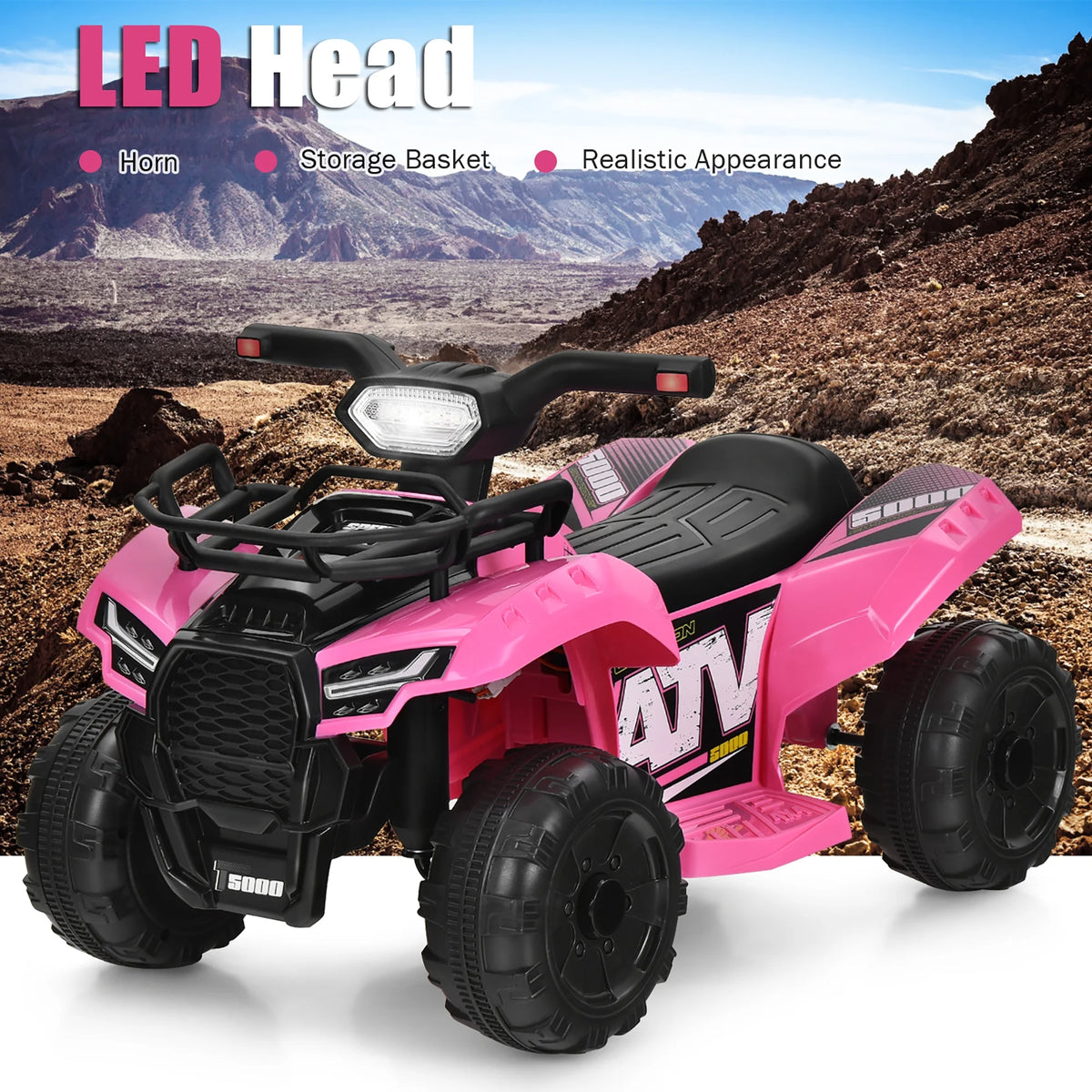 6V Kids ATV Quad Electric Ride On Car with LED Light Black P52999